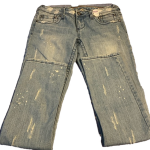 YNQ Straight Denim Jeans Women's Size 7 Blue Low Rise Light Wash 5-Pocket